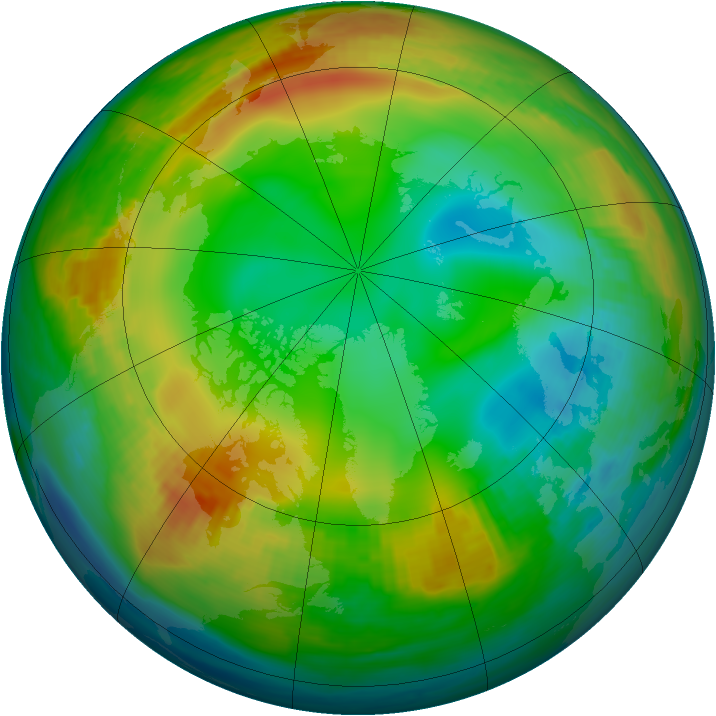 Arctic ozone map for 03 January 1989
